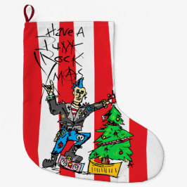 ストライプのPUNK ROCK XMAS ラージクリスマスストッキング
