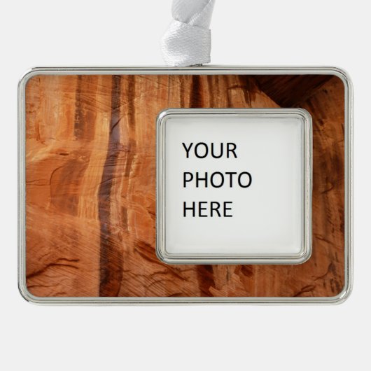 ストライプのRock of Double Arch Alcove II at Zion シルバープレートフレームオーナメント (正面)