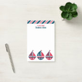 ストライプのSailboatsパーソナライズされた Post-it Notepad ポストイット (オフィス)