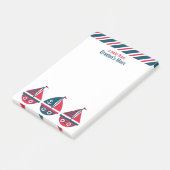 ストライプのSailboatsパーソナライズされた Post-it Notepad ポストイット (アングル)
