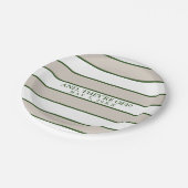 ストライプのTaupe/Hunter Green パーソナライズされた ペーパープレート (アングル)