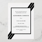 ストライプはっきりした大学院フォトブラックと金ゴールド 箔招待状 (裏面)
