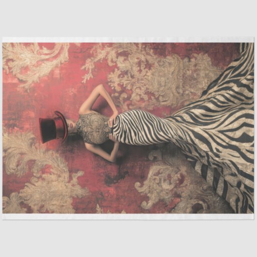 ストライプはっきりした、洗練された女性、ダマスクパティナ 薄葉紙 (正面)