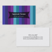 ストライプはっきりした：紫、ラズベリー、ティール（緑がかった色）、01 名刺 (正面/裏面)