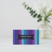 ストライプはっきりした：紫、ラズベリー、ティール（緑がかった色）、01 名刺 (スタンド正面)