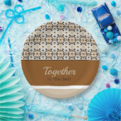 ストライプアクセント付きデザイナ ペーパープレート (パーティー)