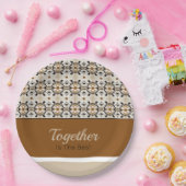 ストライプアクセント付きデザイナ ペーパープレート (パーティー)