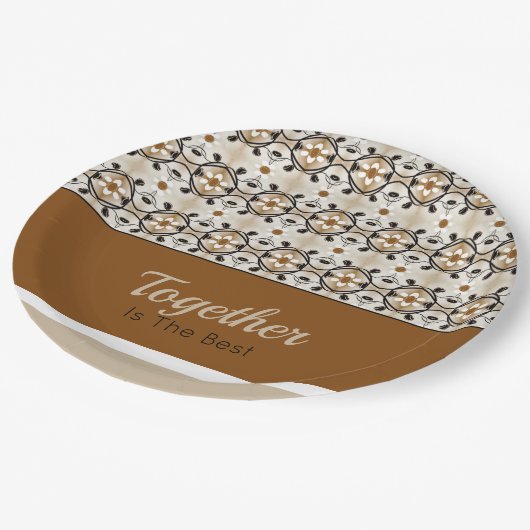 ストライプアクセント付きデザイナ ペーパープレート (アングル)