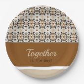 ストライプアクセント付きデザイナ ペーパープレート (正面)