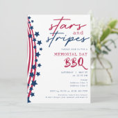 ストライプアメリカ国旗メモリアルデーBBQ 招待状 (スタンド正面)