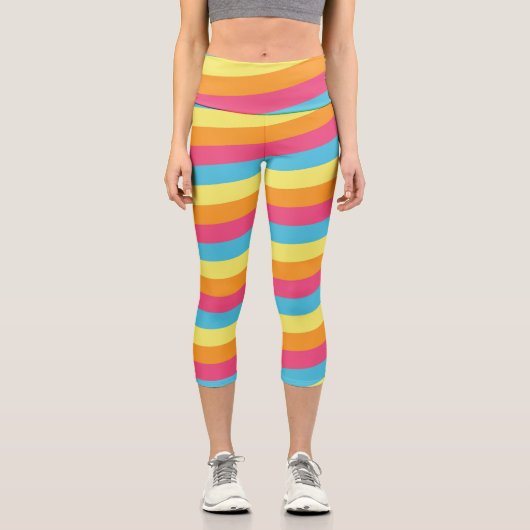 ストライプイースターパタ男性へーンの贈り物 カプリレギンス (正面)