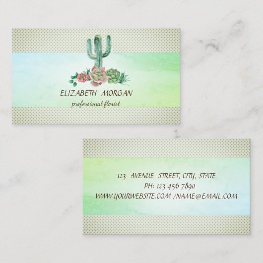 ストライプエレガントサボテン 名刺 (正面/裏面)