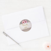 ストライプエレガント花ありがとう結婚ステッカー ラウンドシール (封筒)