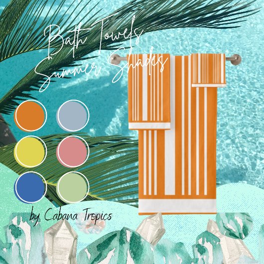 ストライプオレンジと白 バスタオルセット