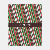 ストライプオレンジ色の緑のパタミニマルーン フリースブランケット (正面)