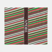 ストライプオレンジ色の緑のパタミニマルーン フリースブランケット (正面(横))