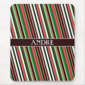 ストライプオレンジ色の緑のパタミニマルーン マウスパッド (正面)