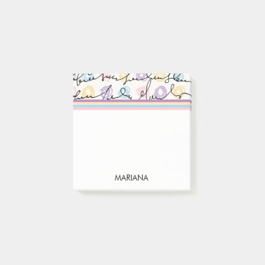 ストライプカラフル文字手書 ポストイット (正面)