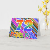 ストライプカラフル+レインボーパターン「72歳!」 カード (黄色い花)