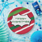 ストライプクリスマスプレート ペーパープレート (パーティー)