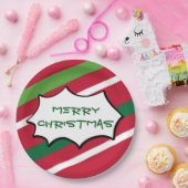 ストライプクリスマスプレート ペーパープレート (パーティー)