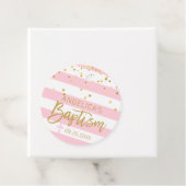 ストライプクロスパステルピンク金ゴールドガールバプテスマ フェイバータグ (インサイチュ)