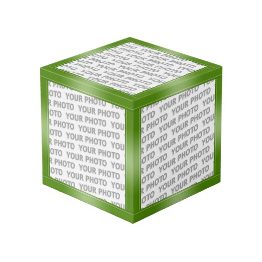 ストライプグラデーション – 緑+アイディア フォトキューブ (正面アングル)