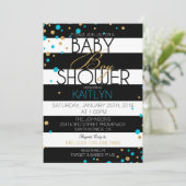 ストライプグリッタードットベビーシャワー招待状 招待状 (スタンド正面)