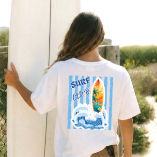 ストライプサーフボードビーチウェア Tシャツ