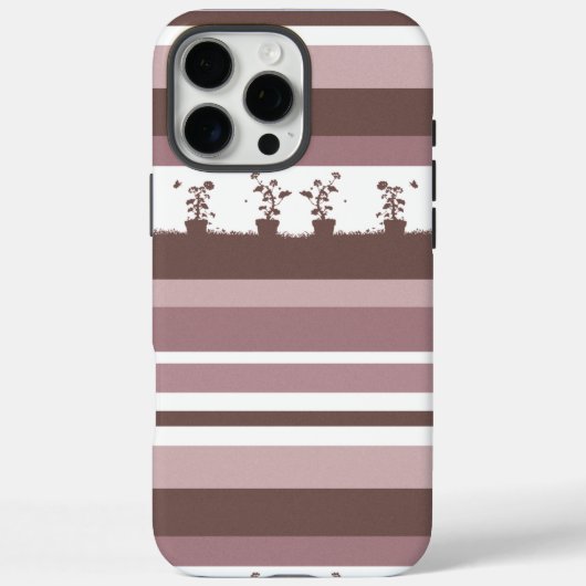 ストライプシルエット柄の鉢植え Case-Mate iPhoneケース (裏面)
