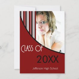 ストライプスの卒業パーティー招待状レッドブラック 招待状