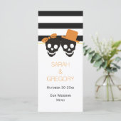 ストライプスカルカップルハロウィン結婚のメニューカード メニュー (スタンド正面)