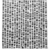 ストライプストローク120123 – 白黒 シャワーカーテン (正面)