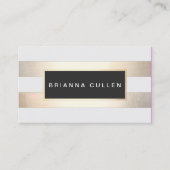 ストライプズフェイクゴールドフォイルとブラックサロンアポイントメント 予約カード (正面)