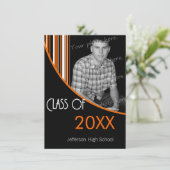 ストライプズ卒業パーティー招待状オレンジ&ブラック 招待状 (スタンド正面)