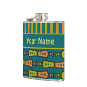 ストライプティール(緑がかった色):スキットル フラスク (左)