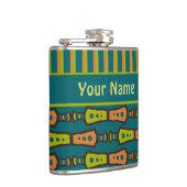 ストライプティール(緑がかった色):スキットル フラスク (右)