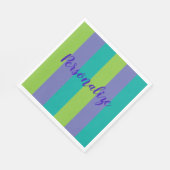 ストライプティール（緑がかった色）、パープルグリーン スタンダードランチョンナプキン (角)