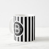 ストライプテンプレート 白 C00 名前イニシャル入り コーヒーマグカップ (正面左)