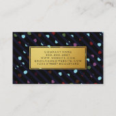 ストライプドットとドットのフェイク金ゴールド・フレーム 名刺 (裏面)