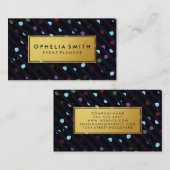 ストライプドットとドットのフェイク金ゴールド・フレーム 名刺 (正面/裏面)