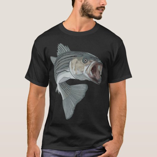 ストライプドバス釣り Tシャツ (正面)