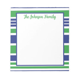 ストライプネイビーブルーとケリーグリーンのメモ帳 ノートパッド