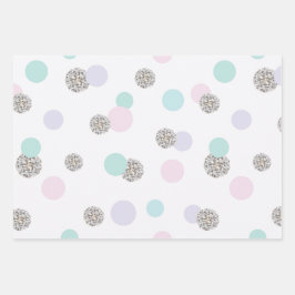 ストライプハートと水玉模様 ラッピングペーパーシート