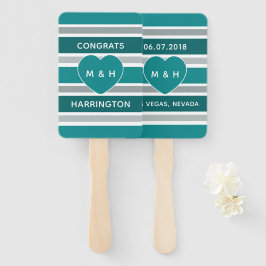 ストライプハートカスタム文字ハンドファン ハンドファン