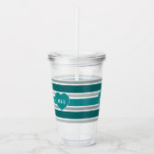 ストライプハートモノグラムカスタムタンブラー アクリルタンブラー (正面)