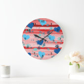 ストライプハート&スノーフレーク ラージ壁時計 (ホーム)