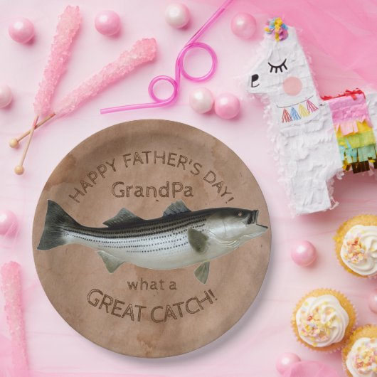 ストライプバスの父の日釣果 ペーパープレート (パーティー)