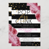 ストライプバラとグリッタードットバチェロレッテ 招待状 (正面/裏面)