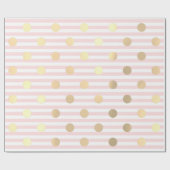 ストライプパステルピンクローズホワイトライン水玉模様 ラッピングペーパー (フラット)